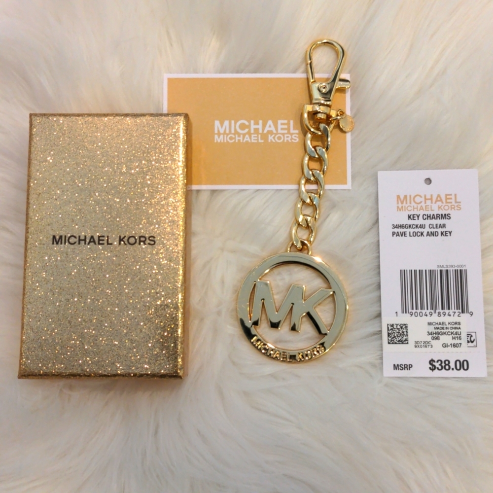 NWT Michael Kors MK Gold Keychain